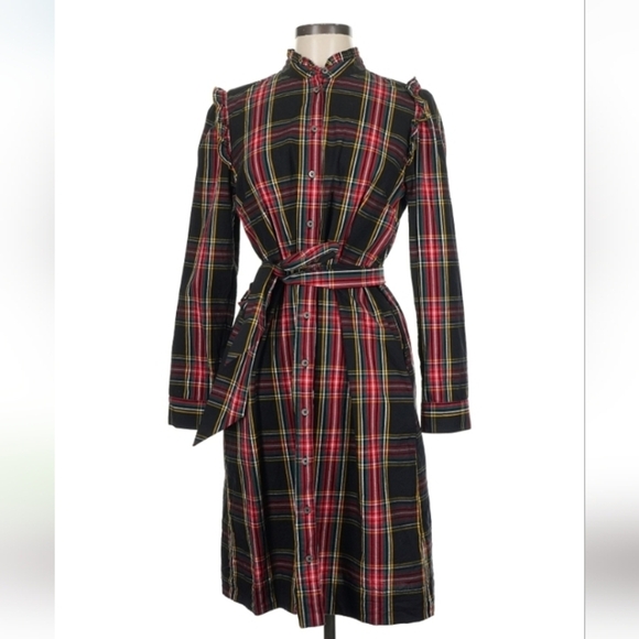 J. Crew Factory Dresses & Skirts - J.Crew Factory Black Plaid Flannel Shirtdress 8 $70 Retail